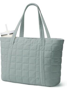Nylon Puffer Work Tote Bag for Women, 15.6" Laptop Travel Gym Beach Nurse